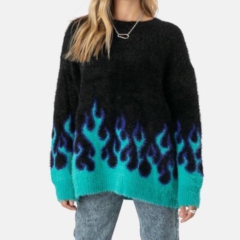 Adika Blue Flame Sweater in Black NWT